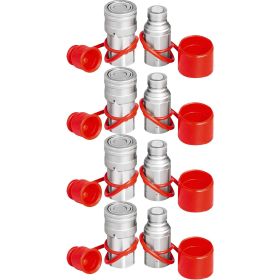 VEVOR Hydraulic Quick Connect 1/2 Body with 1/2" NPT Thread Hydraulic Coupler 4 Pairs Hydraulic Coupling Quick Connect 45.5 L/min Hydraulic Quick