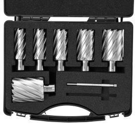VEVOR Annular Cutter Set, 6 pcs Weldon Shank Mag Drill Bits, 1" to 2" Cutting Diameter, 2" Cutting Depth, M2AL High-Speed Steel